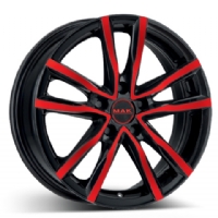 MAK Milano 4 5,5"X15-4/100  ET40 Black/Red Polished (500 kg) NORA00518