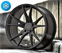 4stk 8,5x19 Khan SF06 Matt Black felger 5x114,3 64,1 ET35 + 235/40R19 96v Gripmax piggfrie vinterdekk inkl. dekktrykksensorer. Tesla Model 3 vinterpakke.